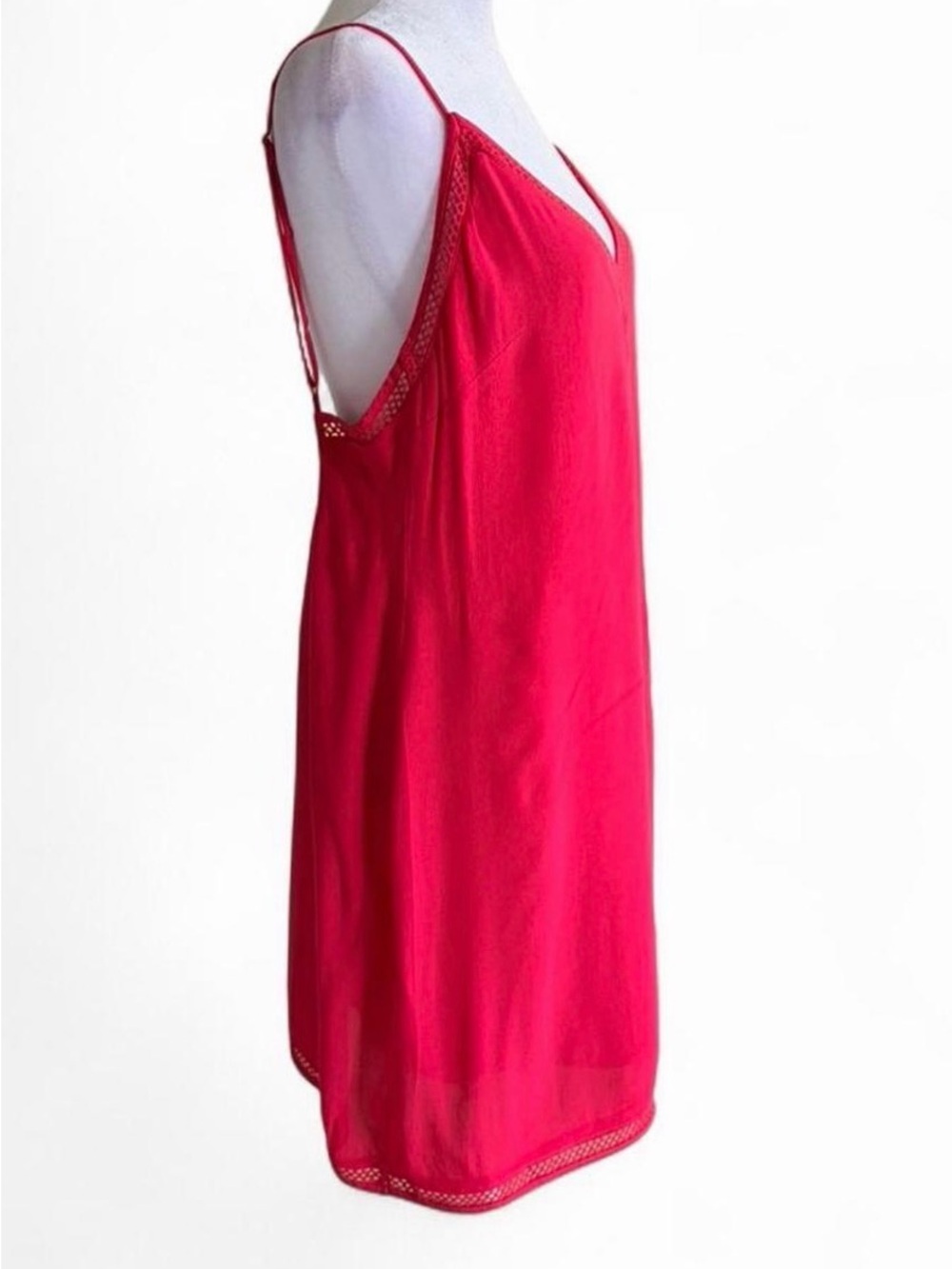 Lovers + Friends Bright Coral Slip Mini Dress with V-Neck - Picture 6 of 8